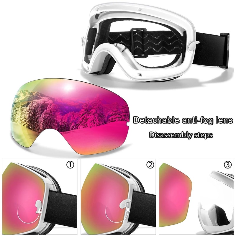 Unisex Outdoor Sports Snow Goggles With UV Protection And Anti Fog Lens 4