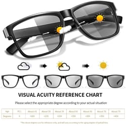 adjustable photochromic reading glasses with classic frame for men women