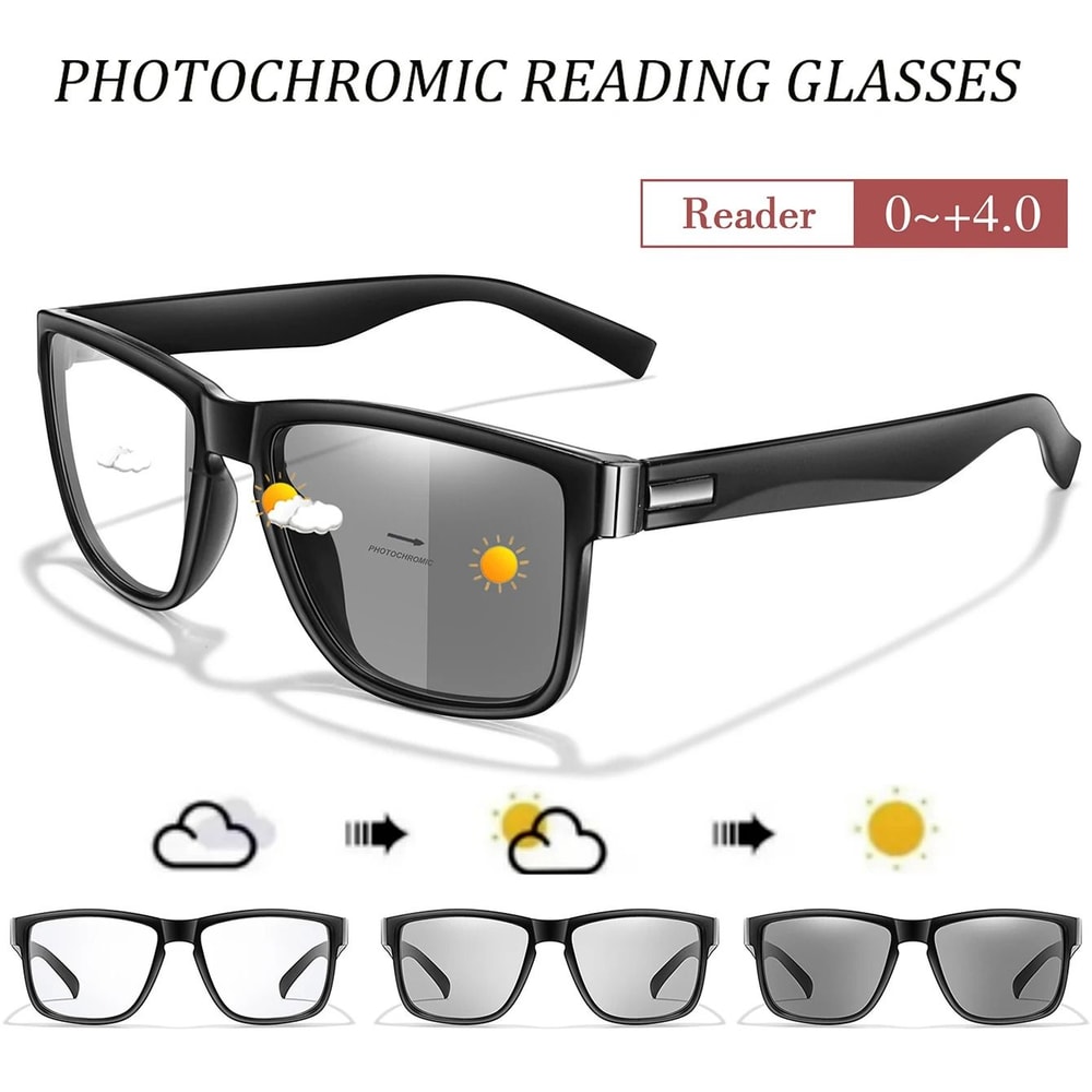 Adjustable Photochromic Reading Glasses With Classic Frame For Men Women 1