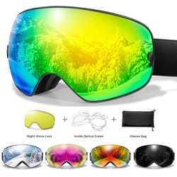 unisex snow sports goggles with uv protection anti fog lens and replacement lenses