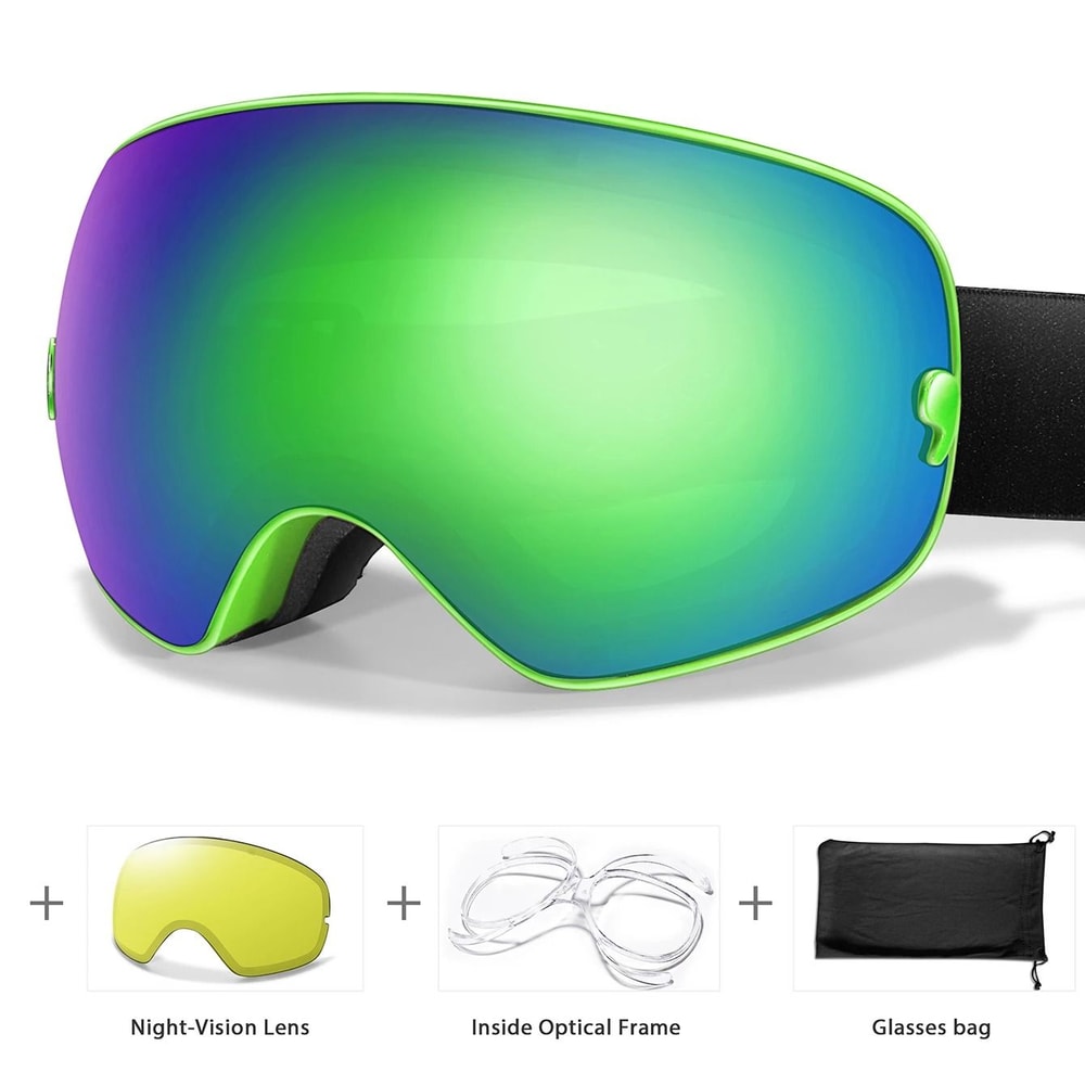 Unisex Snow Sports Goggles With UV Protection Anti Fog Lens And Replacement Lenses 10