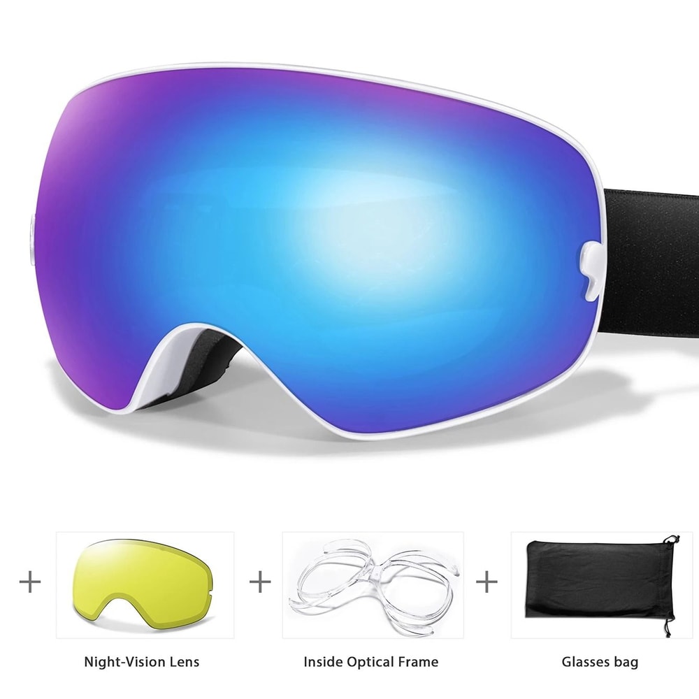 Unisex Snow Sports Goggles With UV Protection Anti Fog Lens And Replacement Lenses 14