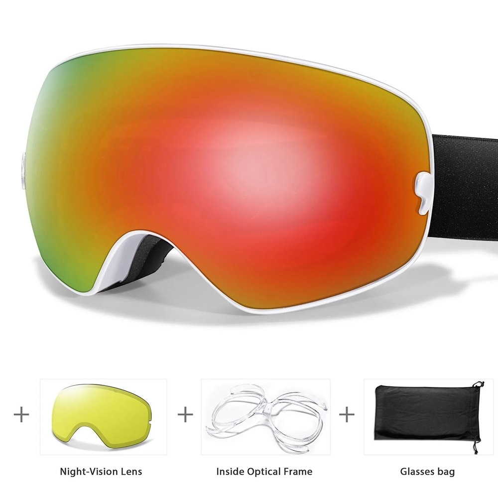Unisex Snow Sports Goggles With UV Protection Anti Fog Lens And Replacement Lenses 16