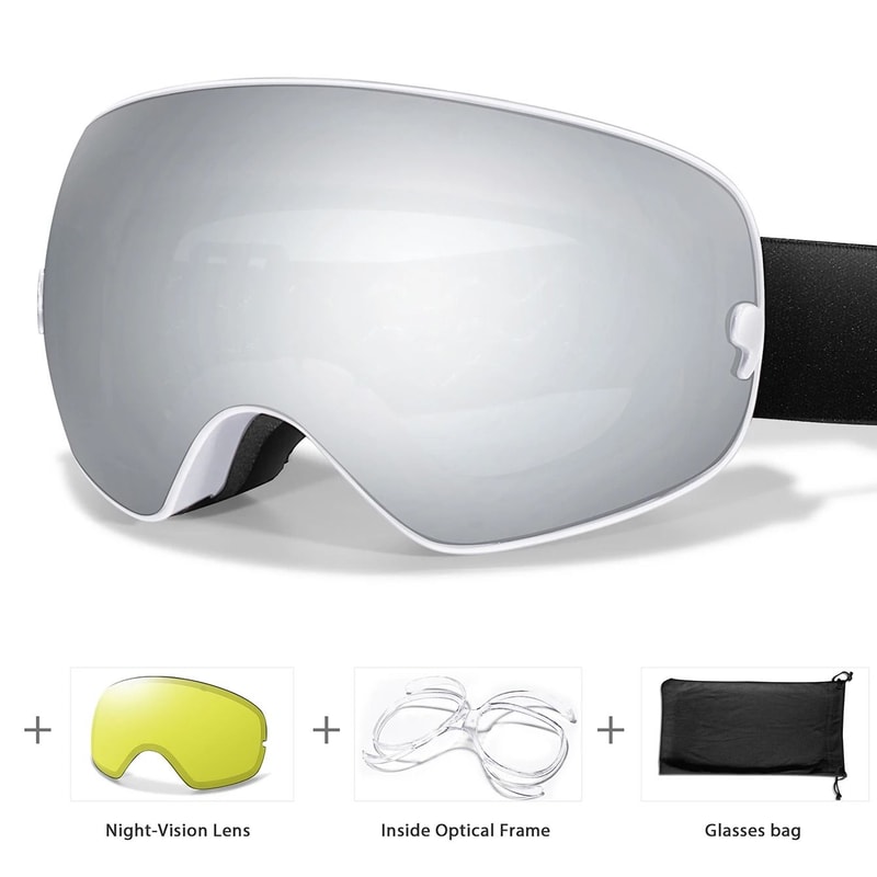 Unisex Snow Sports Goggles With UV Protection Anti Fog Lens And Replacement Lenses 17