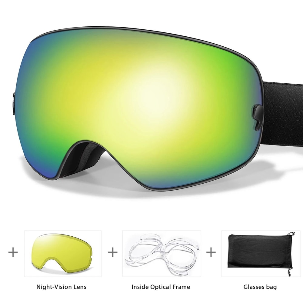 Unisex Snow Sports Goggles With UV Protection Anti Fog Lens And Replacement Lenses 18