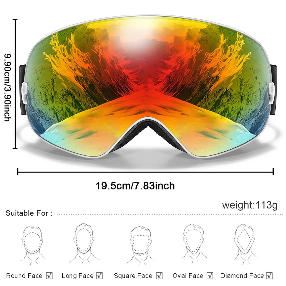Unisex Snow Sports Goggles With UV Protection Anti Fog Lens And Replacement Lenses 1
