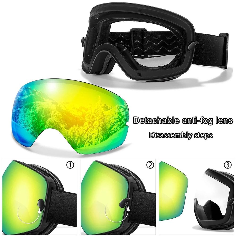 Unisex Snow Sports Goggles With UV Protection Anti Fog Lens And Replacement Lenses 5