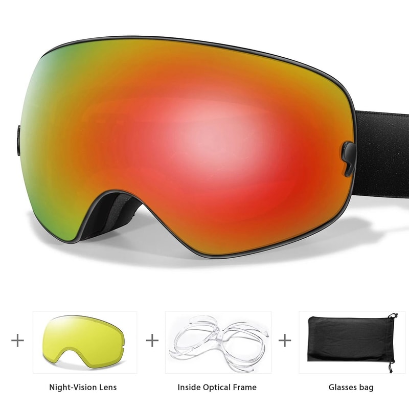 Unisex Snow Sports Goggles With UV Protection Anti Fog Lens And Replacement Lenses 7