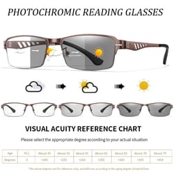 metal frame photochromic reading glasses with anti blue light protection