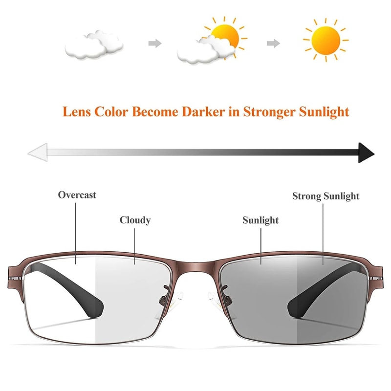 Metal Frame Photochromic Reading Glasses With Anti Blue Light Protection 1