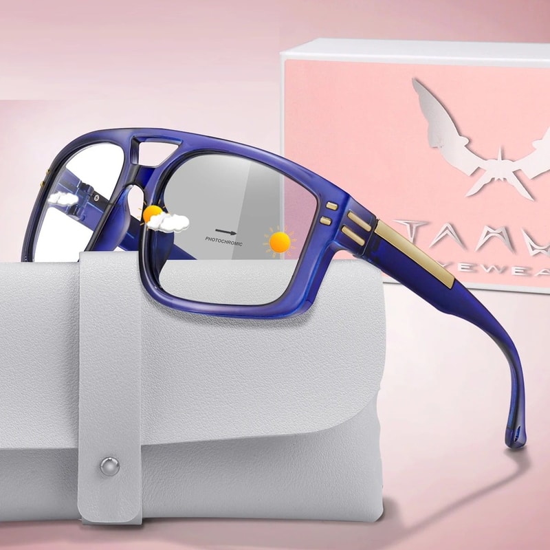 Unisex Photochromic Square Sunglasses With UV Protection For Outdoor Sports 9