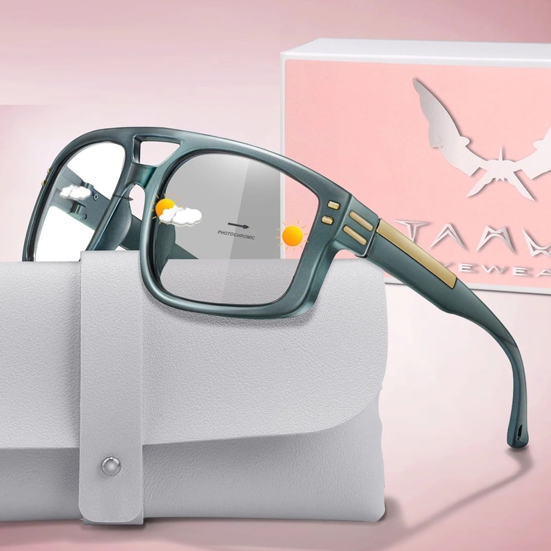 Unisex Photochromic Square Sunglasses With UV Protection For Outdoor Sports 10