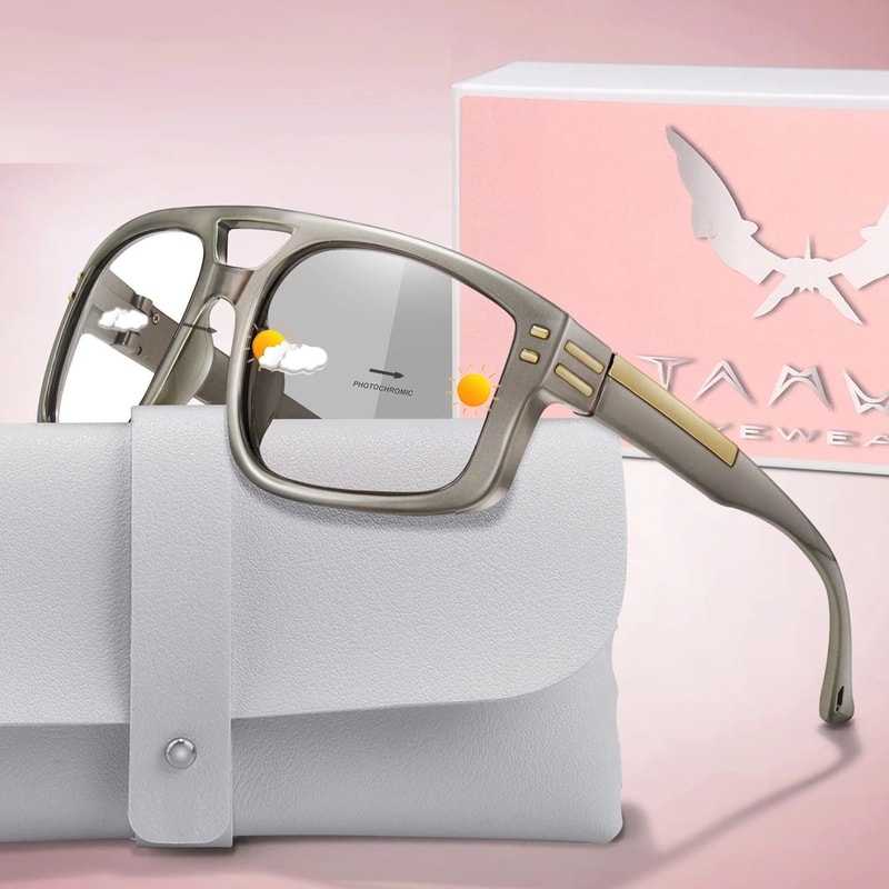 Unisex Photochromic Square Sunglasses With UV Protection For Outdoor Sports 11