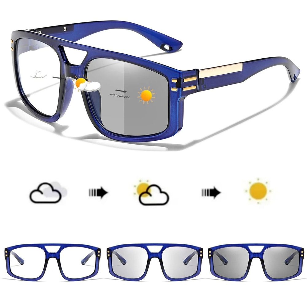 Unisex Photochromic Square Sunglasses With UV Protection For Outdoor Sports 2
