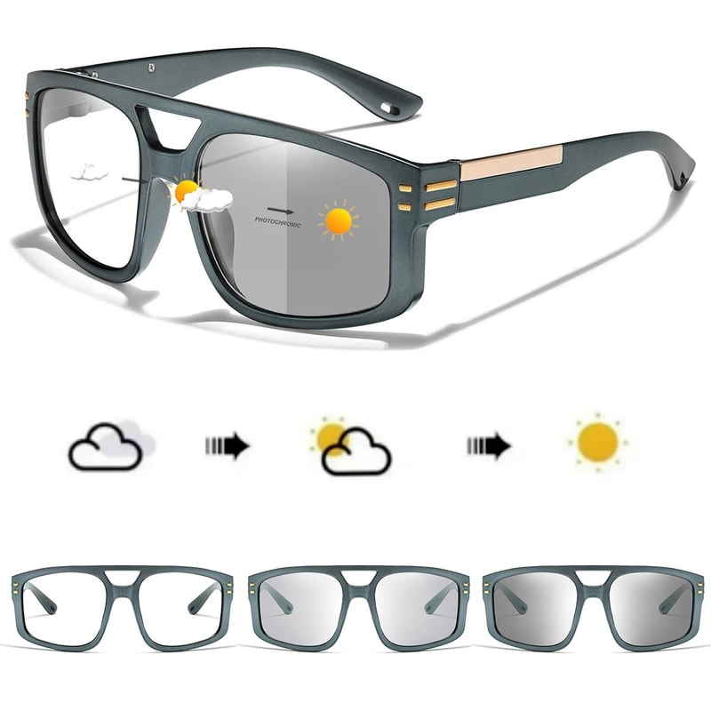 Unisex Photochromic Square Sunglasses With UV Protection For Outdoor Sports 3