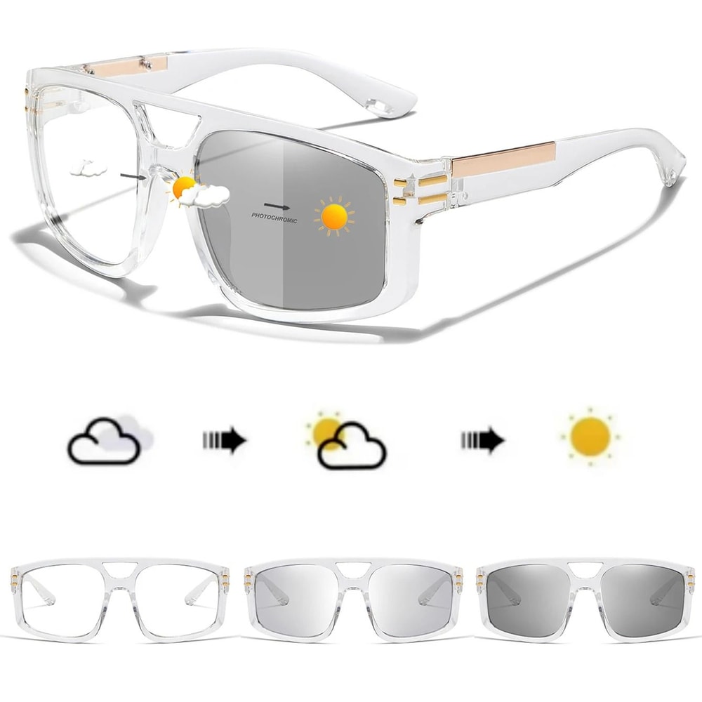 Unisex Photochromic Square Sunglasses With UV Protection For Outdoor Sports 4