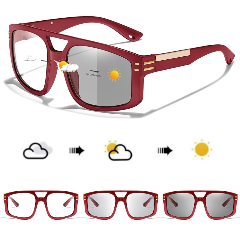 Unisex Photochromic Square Sunglasses With UV Protection For Outdoor Sports 5