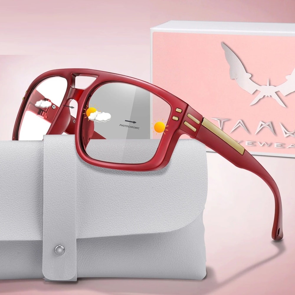 Unisex Photochromic Square Sunglasses With UV Protection For Outdoor Sports 6