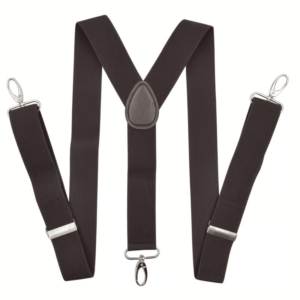 closeup of Yback suspenders with belt clips