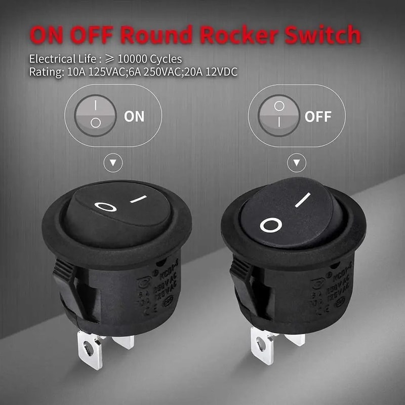 Mini Round Rocker Switch Set With ON And OFF Function For 12 Volt Applications 3