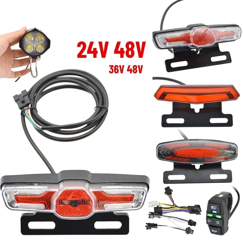 LED Front And Rear Light Set With Horn And Switch For Electric Bikes 0