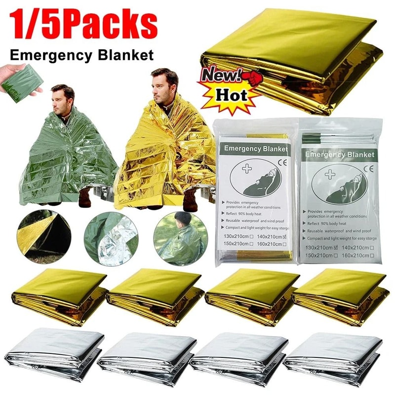 Outdoor Emergency Thermal Survival Blanket With Multiple Size Options 0
