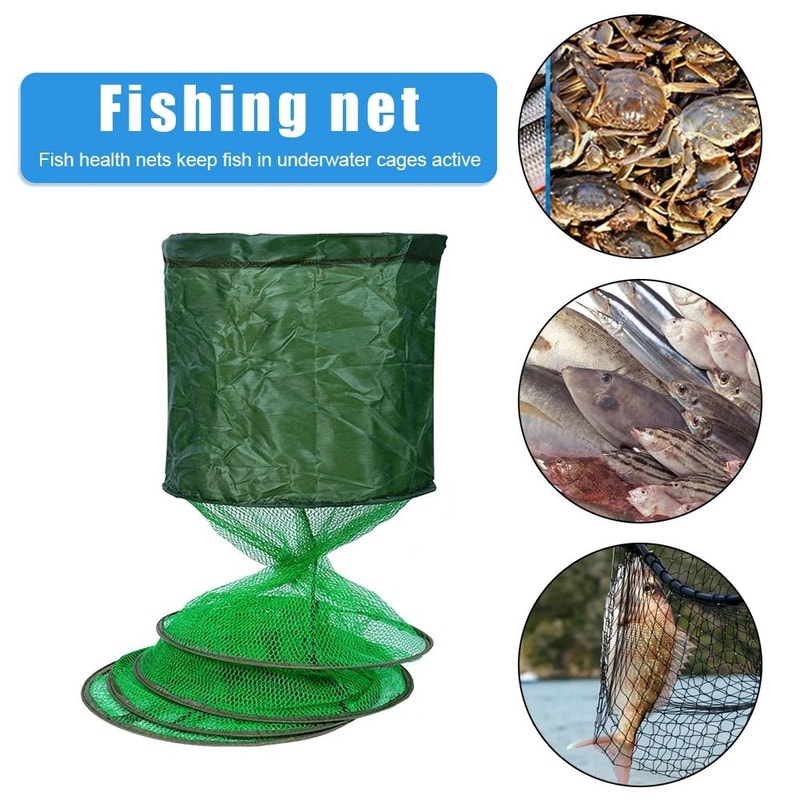 Portable Fishing Storage Cage With Nylon Mesh And Steel Ring 2