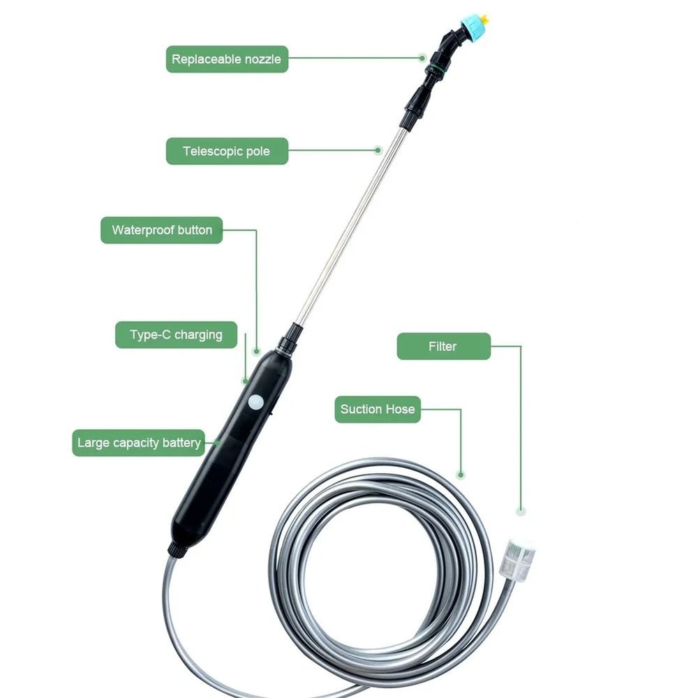 Electric Garden Sprayer With Adjustable Hose Length And Multiple Nozzles 3