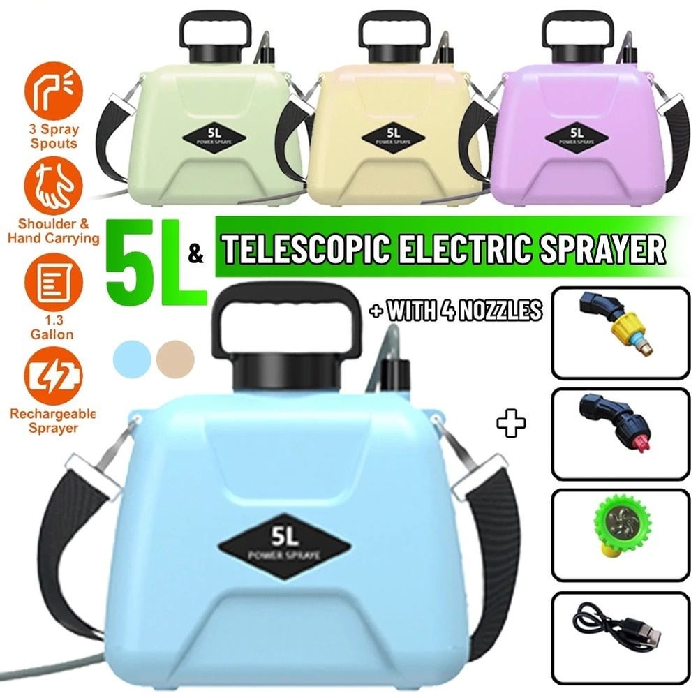 Rechargeable 5L Electric Garden Sprayer With 360 Degree Rotating Nozzle And Shoulder Strap 0