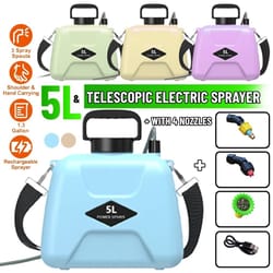 rechargeable 5l electric garden sprayer with 360 degree rotating nozzle and shoulder strap