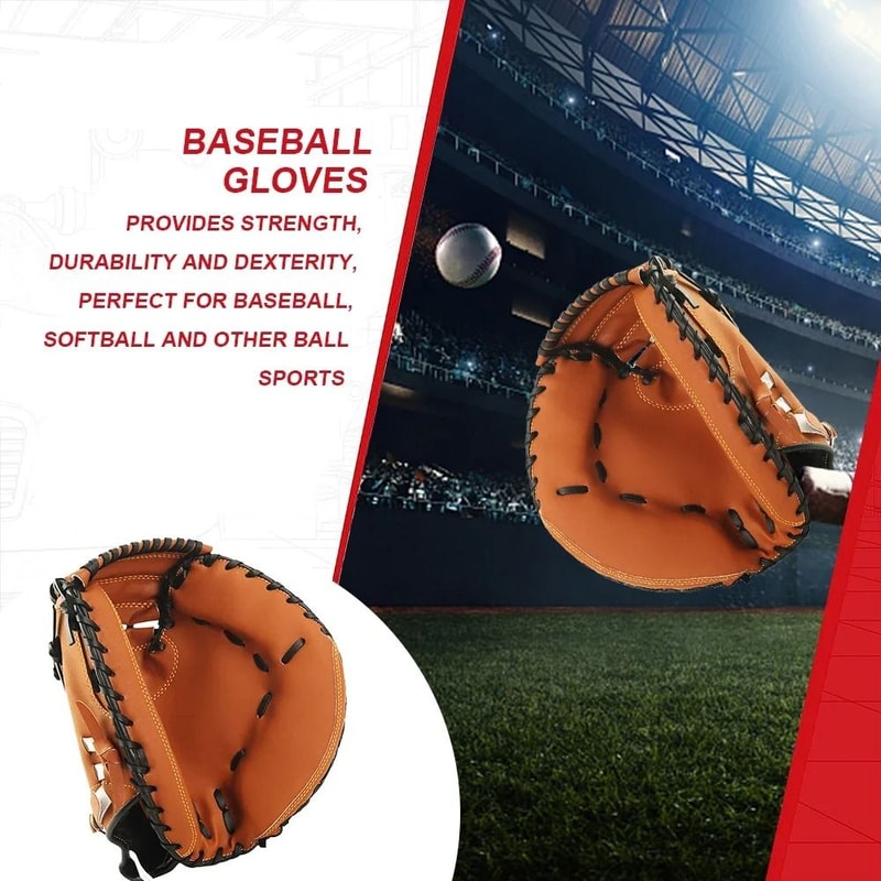 Premium PU Leather Baseball And Softball Catcher Mitt For Youth And Adults 2