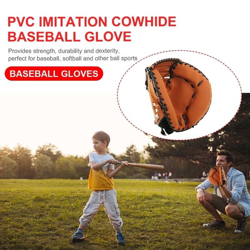 Premium PU Leather Baseball And Softball Catcher Mitt For Youth And Adults 4