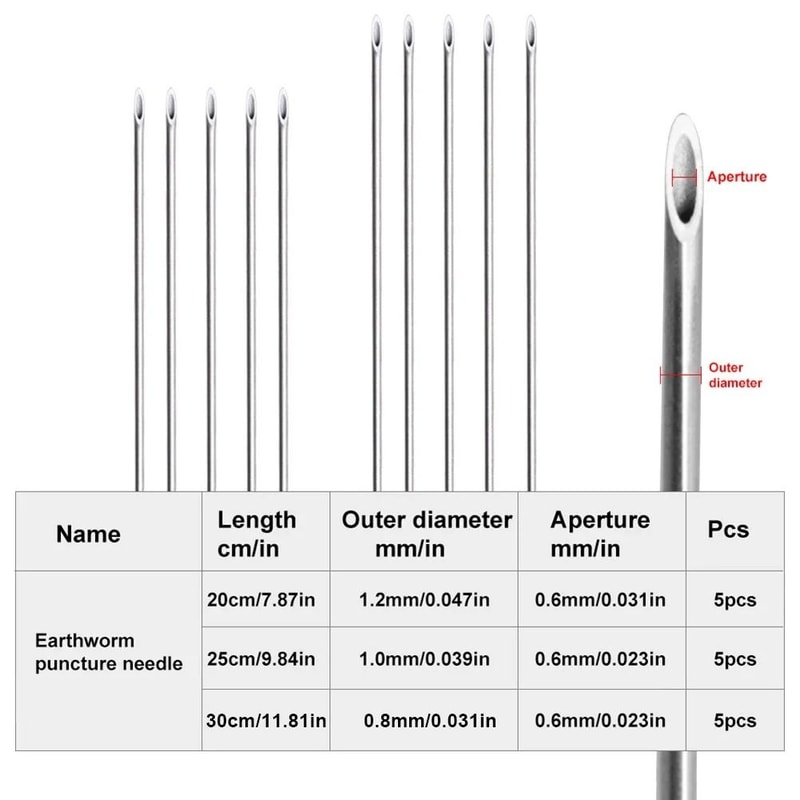 Stainless Steel Earthworm Hooking Needle Fishing Tool With Hollow Gas Design 5