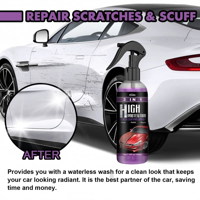 3 In 1 Rapid Ceramic Coating Spray For Car Paint Wheels And Glass 1