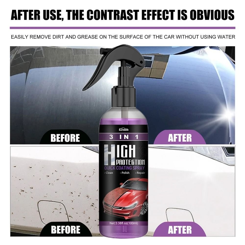 3 In 1 Rapid Ceramic Coating Spray For Car Paint Wheels And Glass 4