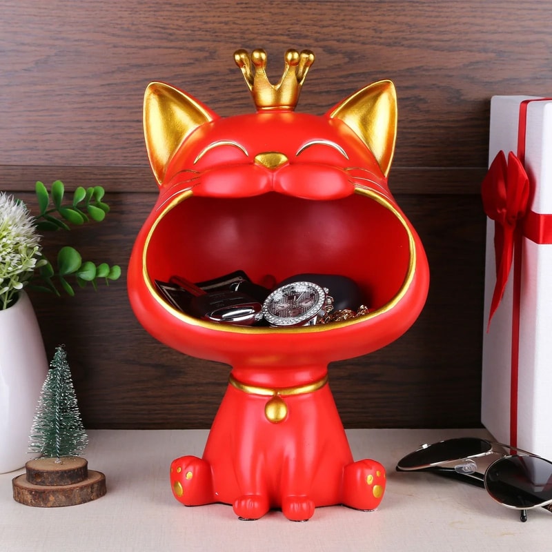Fortune Crown Decorative Cat Entrance Key Storage Tray For Home Decor 1