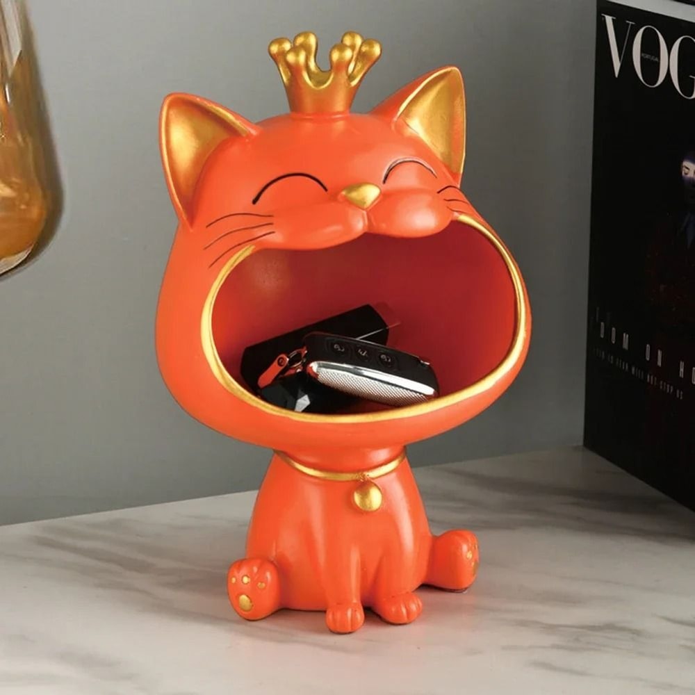Fortune Crown Decorative Cat Entrance Key Storage Tray For Home Decor 2