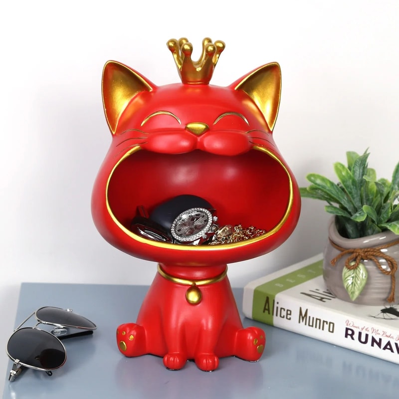 Fortune Crown Decorative Cat Entrance Key Storage Tray For Home Decor 3