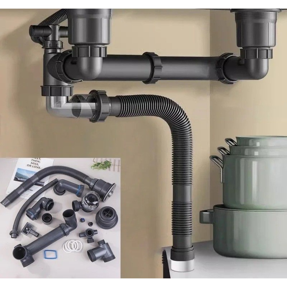Kitchen And Bathroom Sink Drain Pipe Set With Odor Blocking Design 0