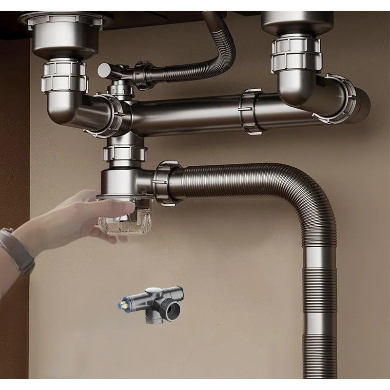 Kitchen And Bathroom Sink Drain Pipe Set With Odor Blocking Design 1