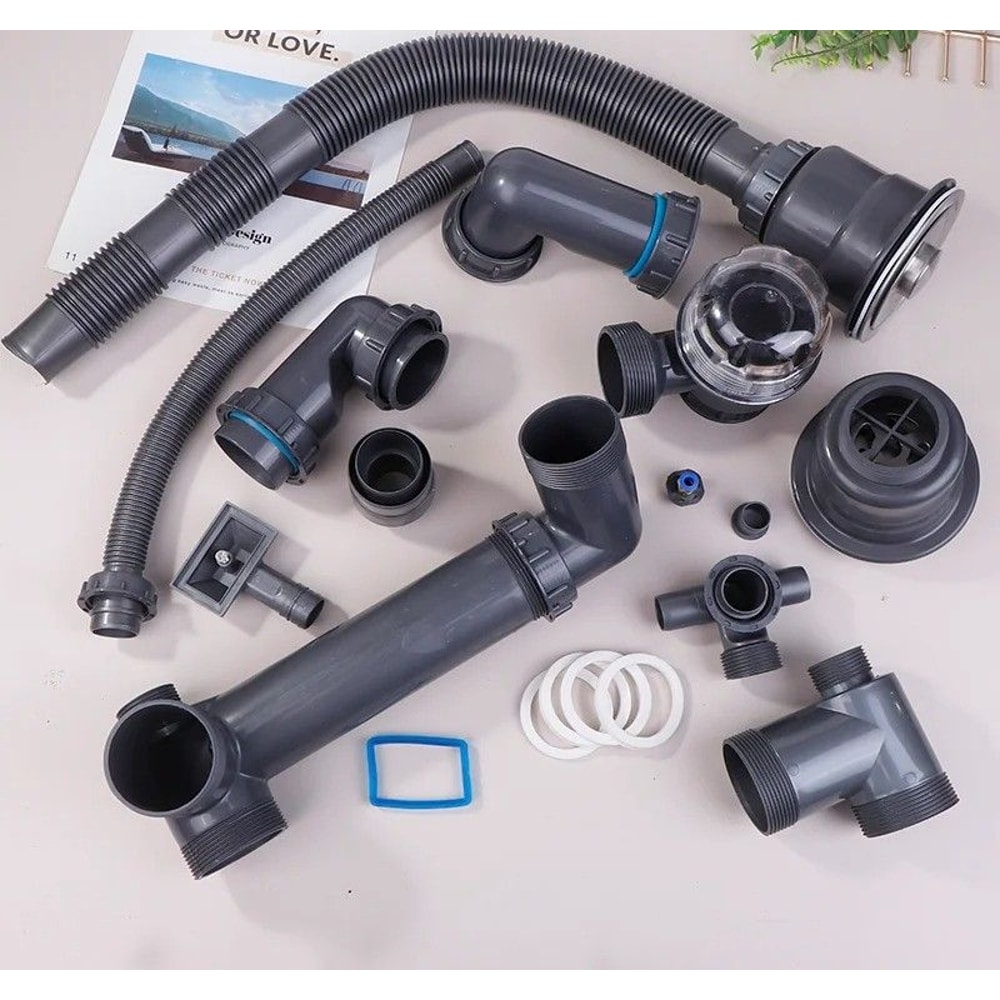 Kitchen And Bathroom Sink Drain Pipe Set With Odor Blocking Design 2