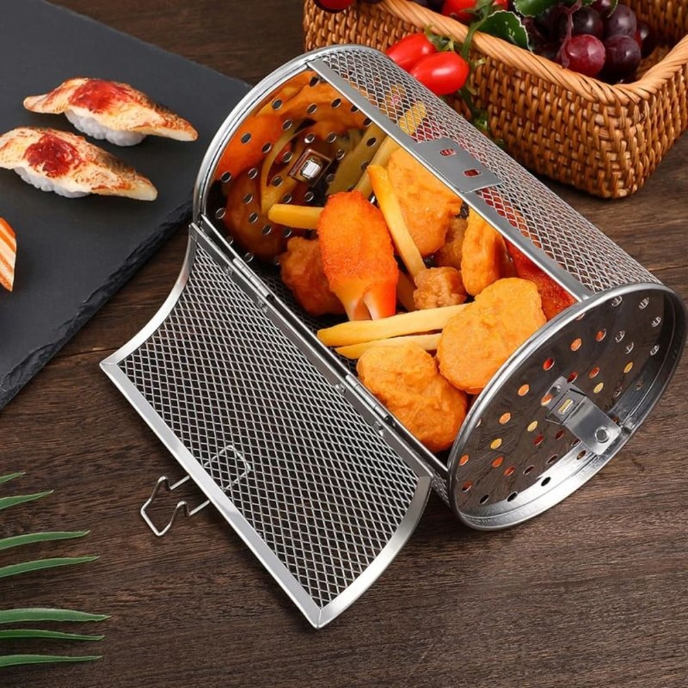 Stainless Steel Rotisserie Grill Basket Drum For Oven And Air Fryer Cooking 1