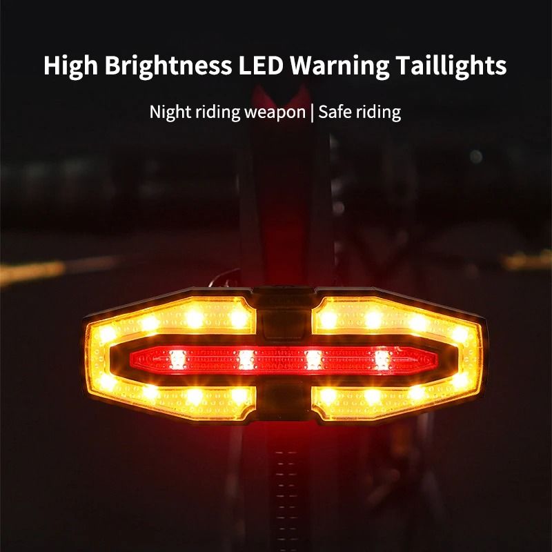 Waterproof Bicycle Rear LED Light With Solar Turn Signals And Remote Horn 3