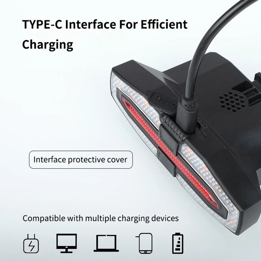 Waterproof Bicycle Rear LED Light With Solar Turn Signals And Remote Horn 4