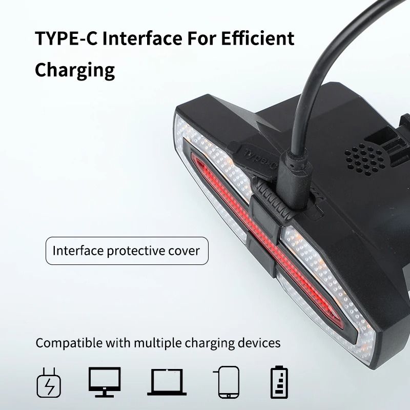 Waterproof Bicycle Rear LED Light With Solar Turn Signals And Remote Horn 4