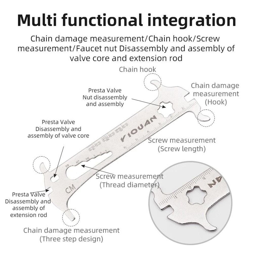Portable Bicycle Chain Wear Gauge And Multitool For Bikes 4