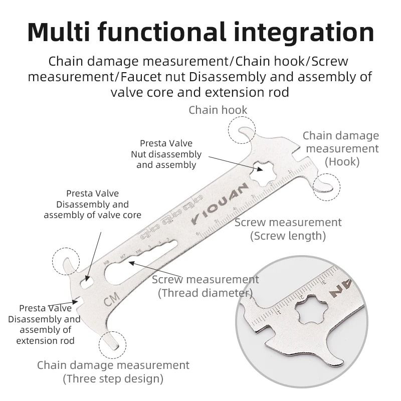 Portable Bicycle Chain Wear Gauge And Multitool For Bikes 4