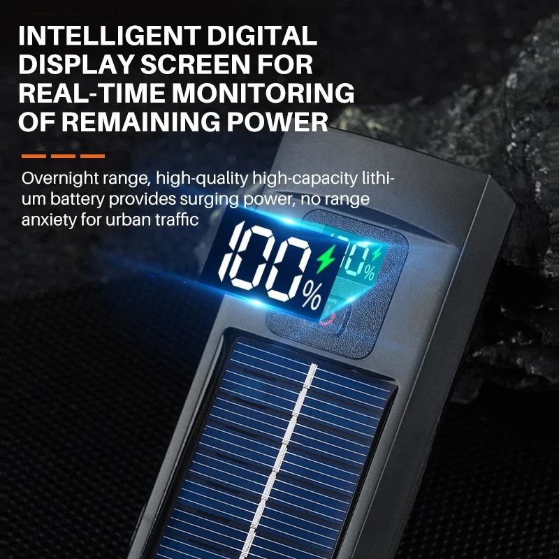 Multi Function Bicycle Headlight With Solar Charging And Digital Display 3