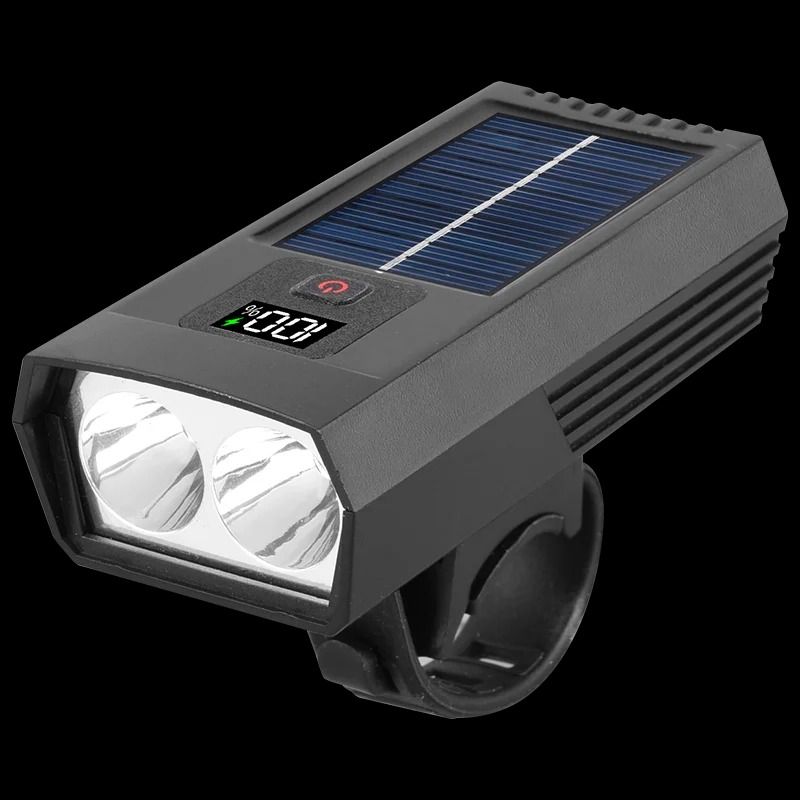 Multi Function Bicycle Headlight With Solar Charging And Digital Display 5