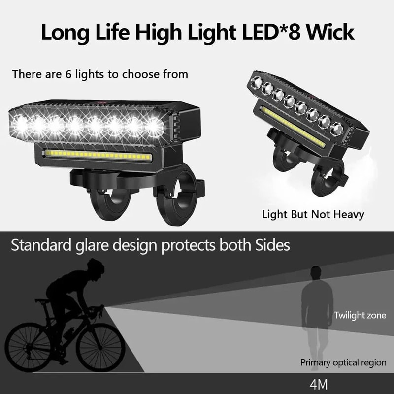 High Bright LED Front Bike Light With USB Charging And Horn Speaker 3